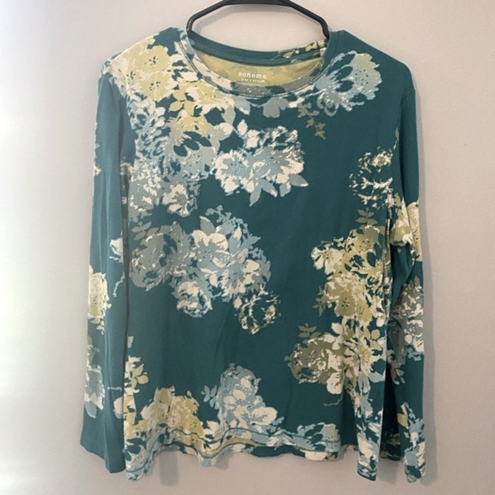 Sonoma 100% Cotton Floral Top, Sz XL